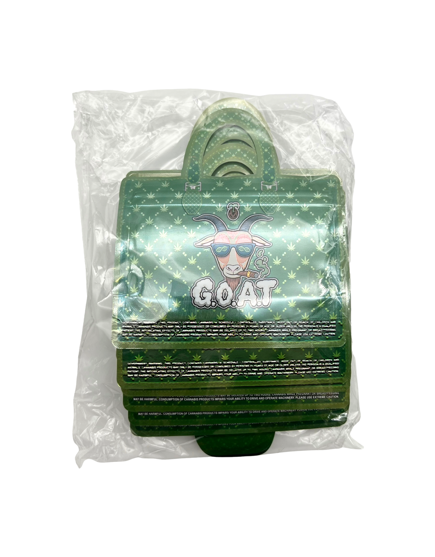 50 Count 4.5" - 3.5" Handbag-Style Mylar Bags  G.O.A.T.