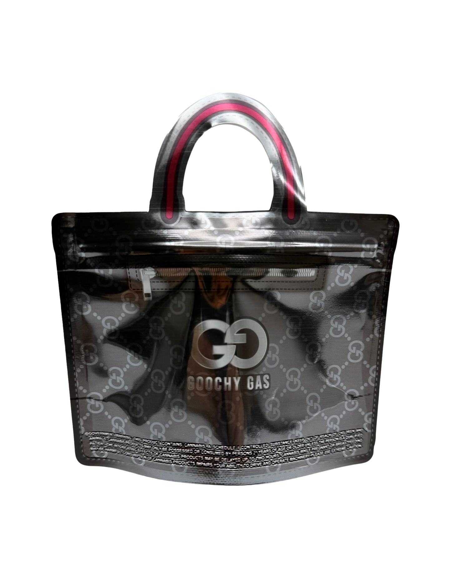 50 Count Decorative Handbag-Style Zip-Seal Foil Pouches (3.5"x4.5") Goo Pattern Brown