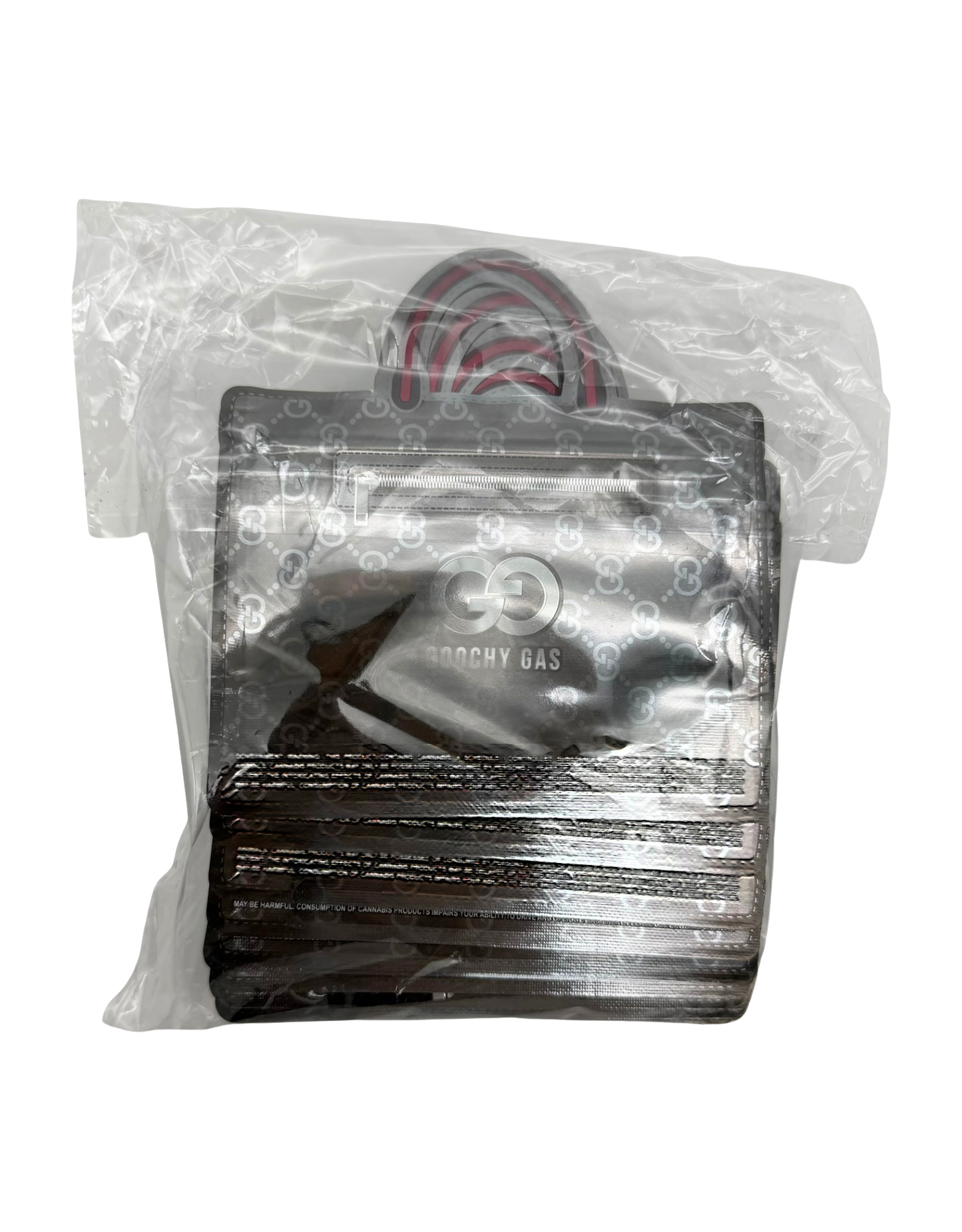 50 Count Decorative Handbag-Style Zip-Seal Foil Pouches (3.5"x4.5") Goo Pattern Brown