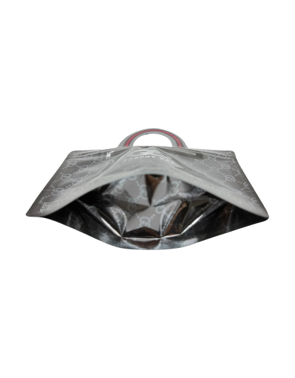 50 Count Decorative Handbag-Style Zip-Seal Foil Pouches (3.5"x4.5") Goo Pattern Brown