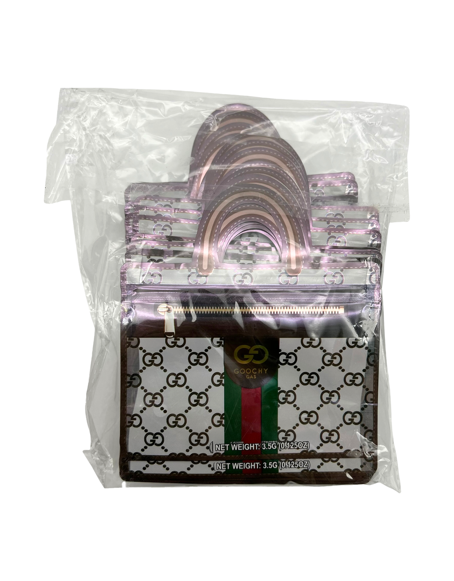 50 Count Decorative Handbag-Style Zip-Seal Foil Pouches (3.5"x4.5") Goo Pattern Original