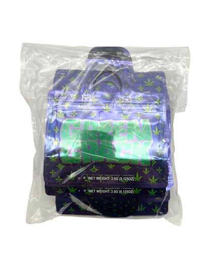 50 Count 4.5" - 3.5" Handbag-Style Mylar Bags  Green Flash