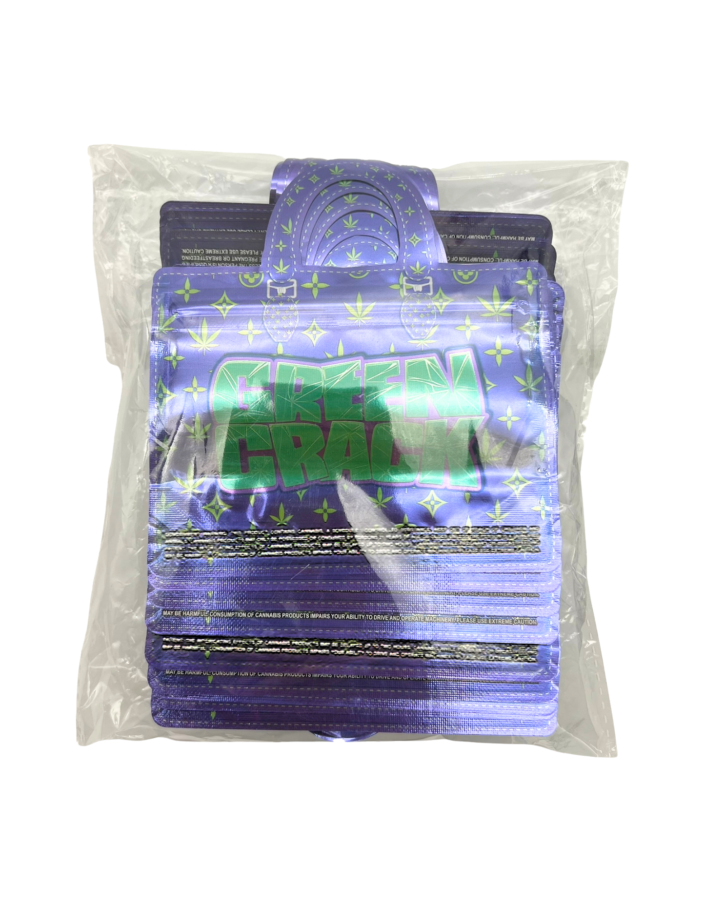 50 Count 4.5" - 3.5" Handbag-Style Mylar Bags  Green Flash