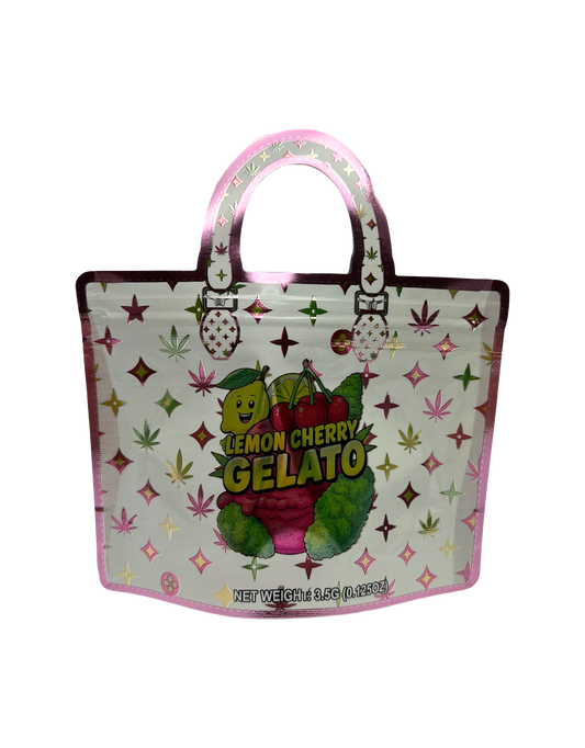 50 Count 4.5" - 3.5" Handbag-Style Mylar Bags  Lemon Cherry