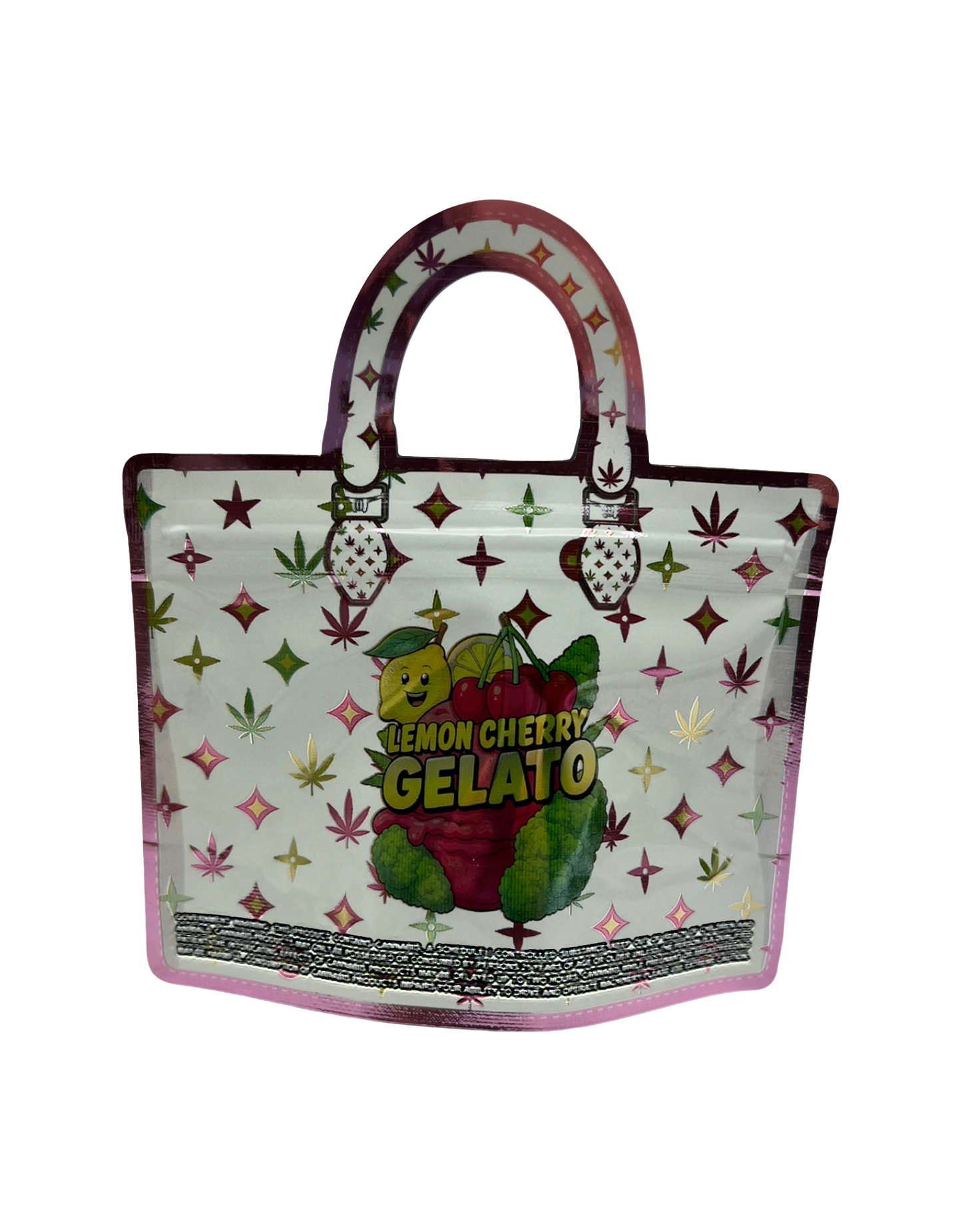 50 Count 4.5" - 3.5" Handbag-Style Mylar Bags  Lemon Cherry