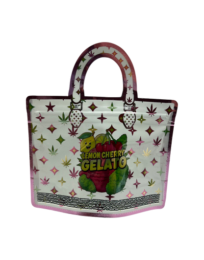 50 Count 4.5" - 3.5" Handbag-Style Mylar Bags  Lemon Cherry