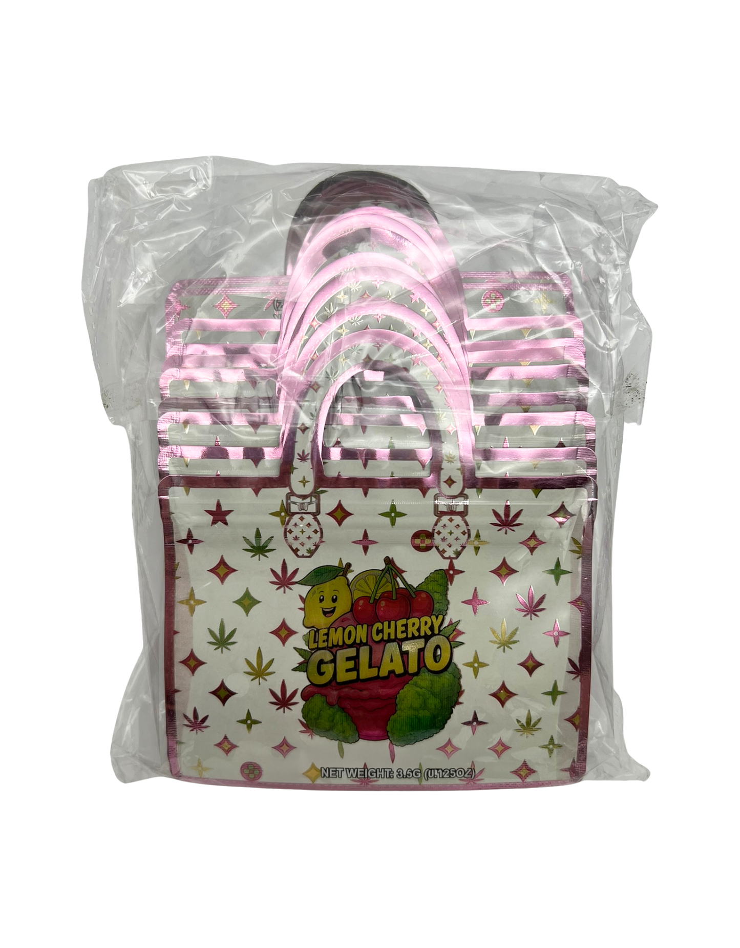 50 Count 4.5" - 3.5" Handbag-Style Mylar Bags  Lemon Cherry