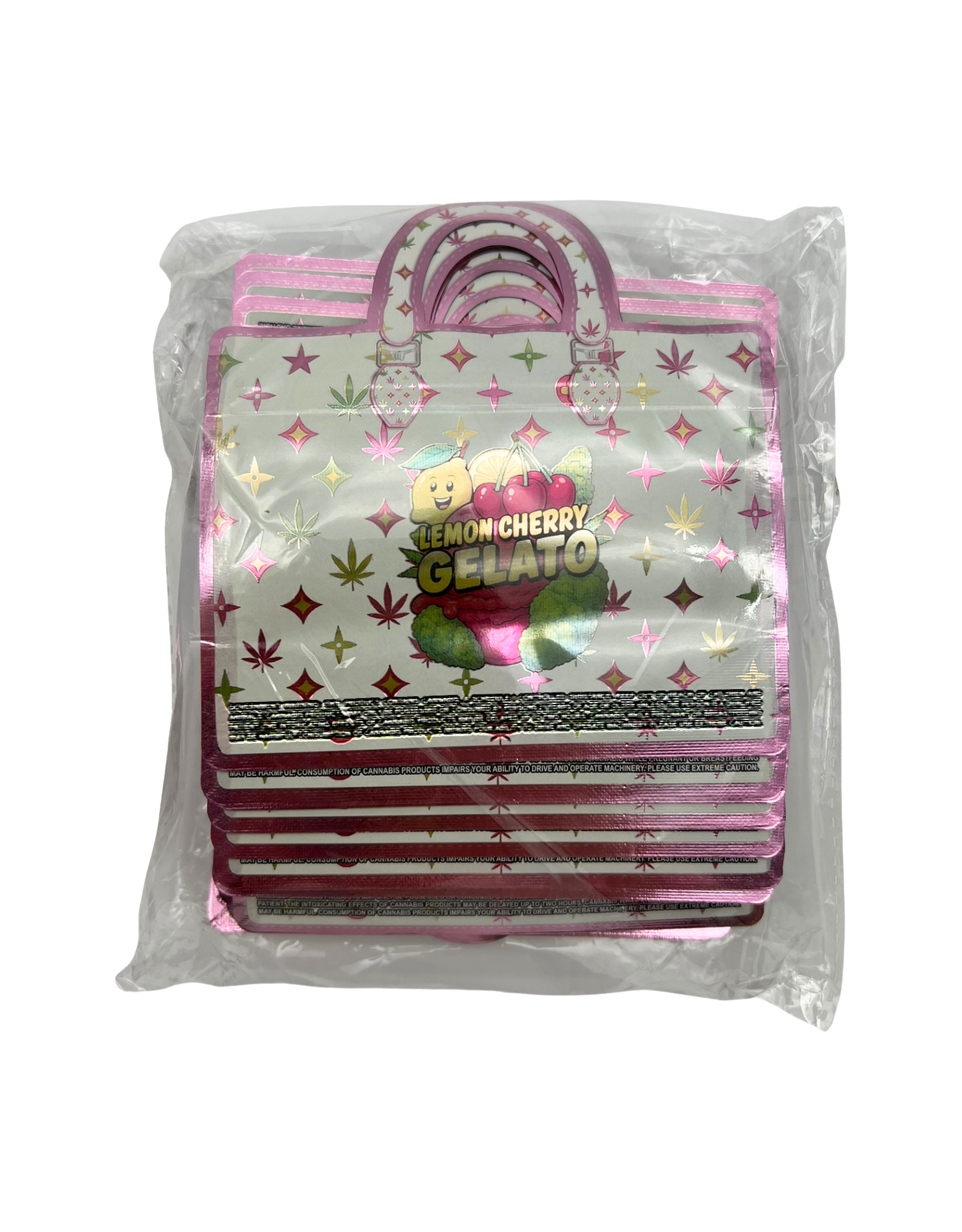 50 Count 4.5" - 3.5" Handbag-Style Mylar Bags  Lemon Cherry