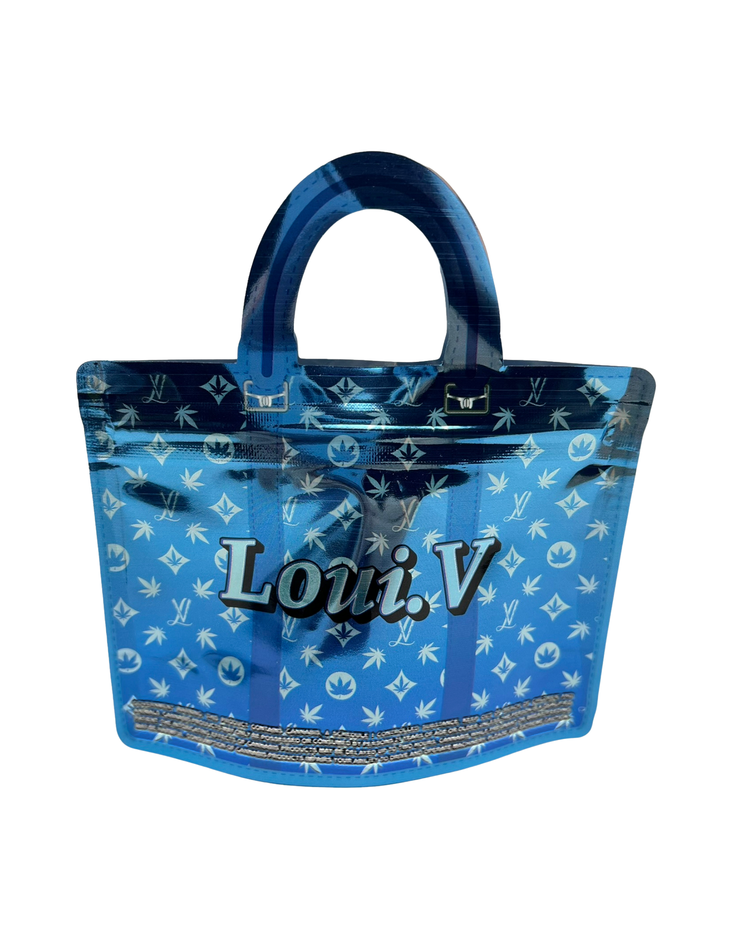 50 Count Decorative Handbag-Style Zip-Seal Foil Pouches (3.5"x4.5") Blue Luxe Pattern