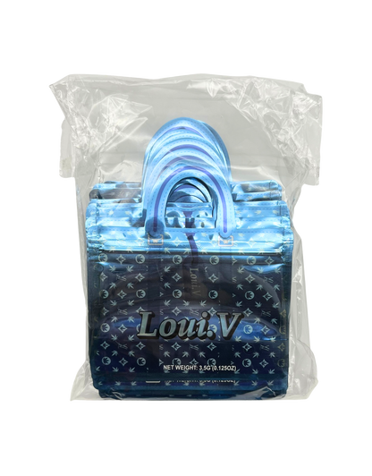 50 Count Decorative Handbag-Style Zip-Seal Foil Pouches (3.5"x4.5") Blue Luxe Pattern