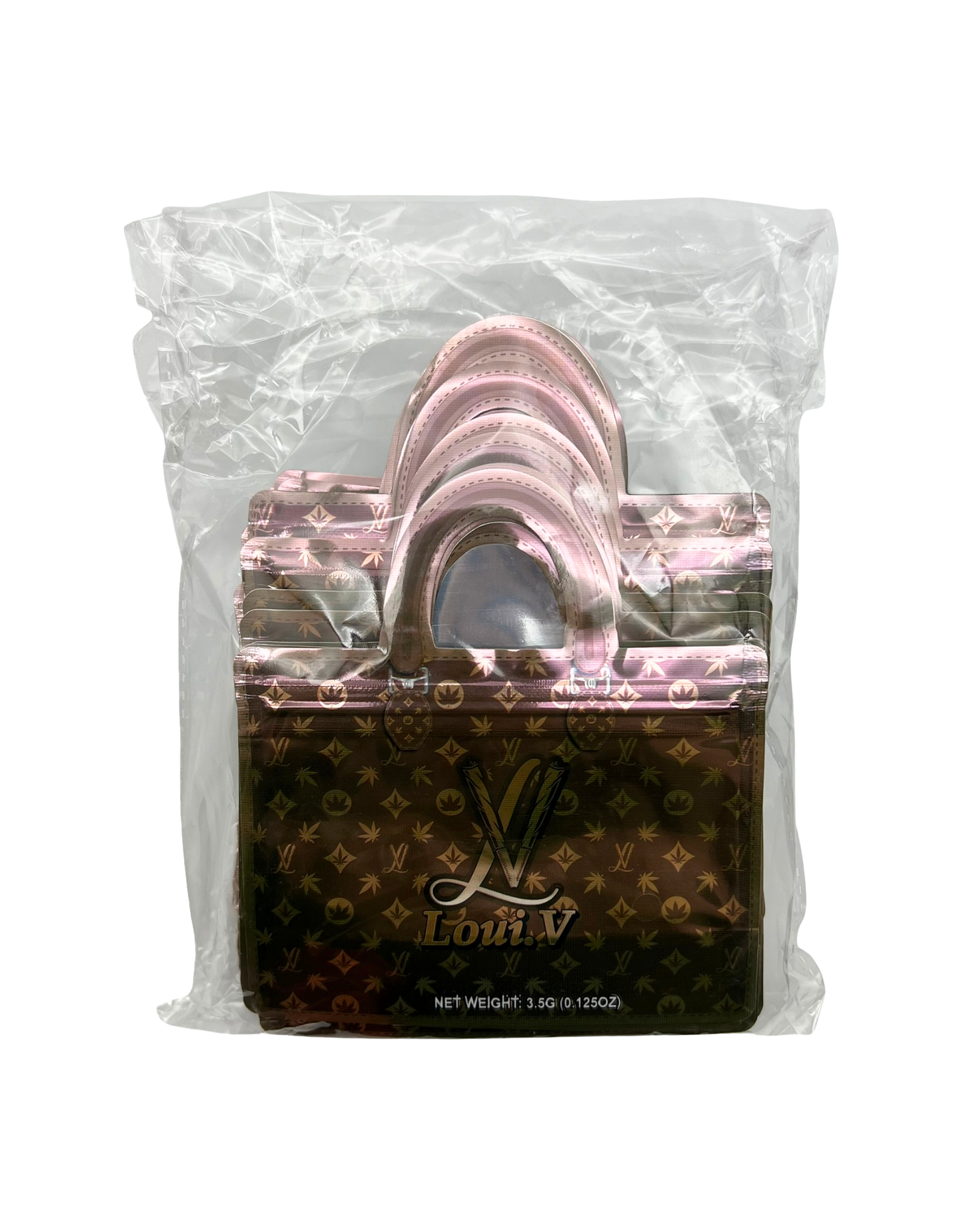 50 Count Decorative Handbag-Style Zip-Seal Foil Pouches (3.5"x4.5") Brown Luxe Pattern
