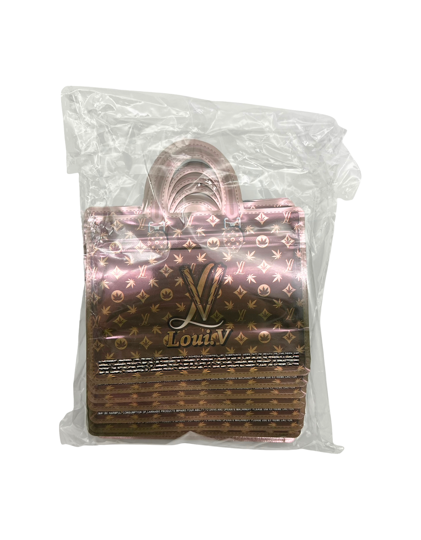 50 Count Decorative Handbag-Style Zip-Seal Foil Pouches (3.5"x4.5") Brown Luxe Pattern
