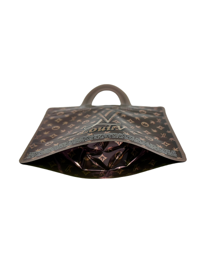 50 Count Decorative Handbag-Style Zip-Seal Foil Pouches (3.5"x4.5") Brown Luxe Pattern