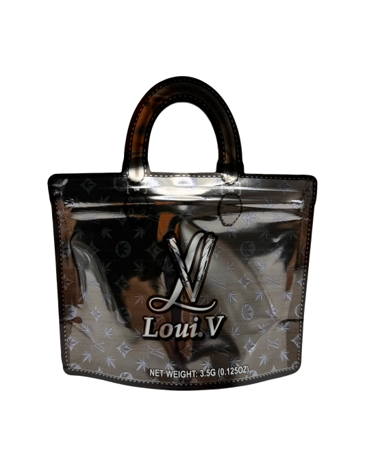 50 Pack - 3.5G Handbag Shaped Mylar Bags - Loui V Classic