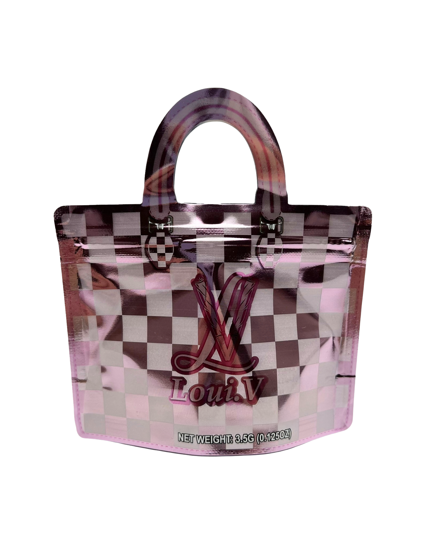 50 Count Decorative Handbag-Style Zip-Seal Foil Pouches (3.5"x4.5") Pink Luxe Pattern