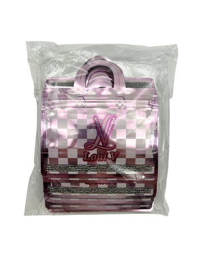 50 Count Decorative Handbag-Style Zip-Seal Foil Pouches (3.5"x4.5") Pink Luxe Pattern