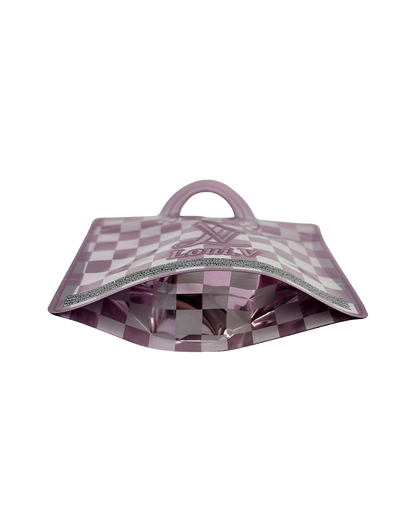 50 Count Decorative Handbag-Style Zip-Seal Foil Pouches (3.5"x4.5") Pink Luxe Pattern