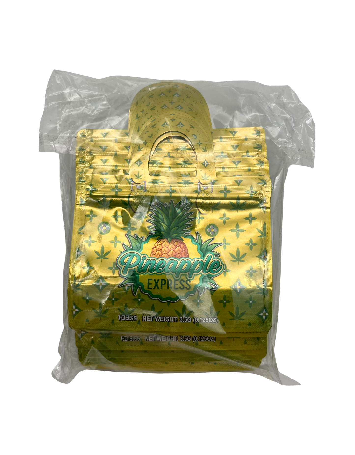 50 Count 4.5" - 3.5" Handbag-Style Mylar Bags  Pineapple Express