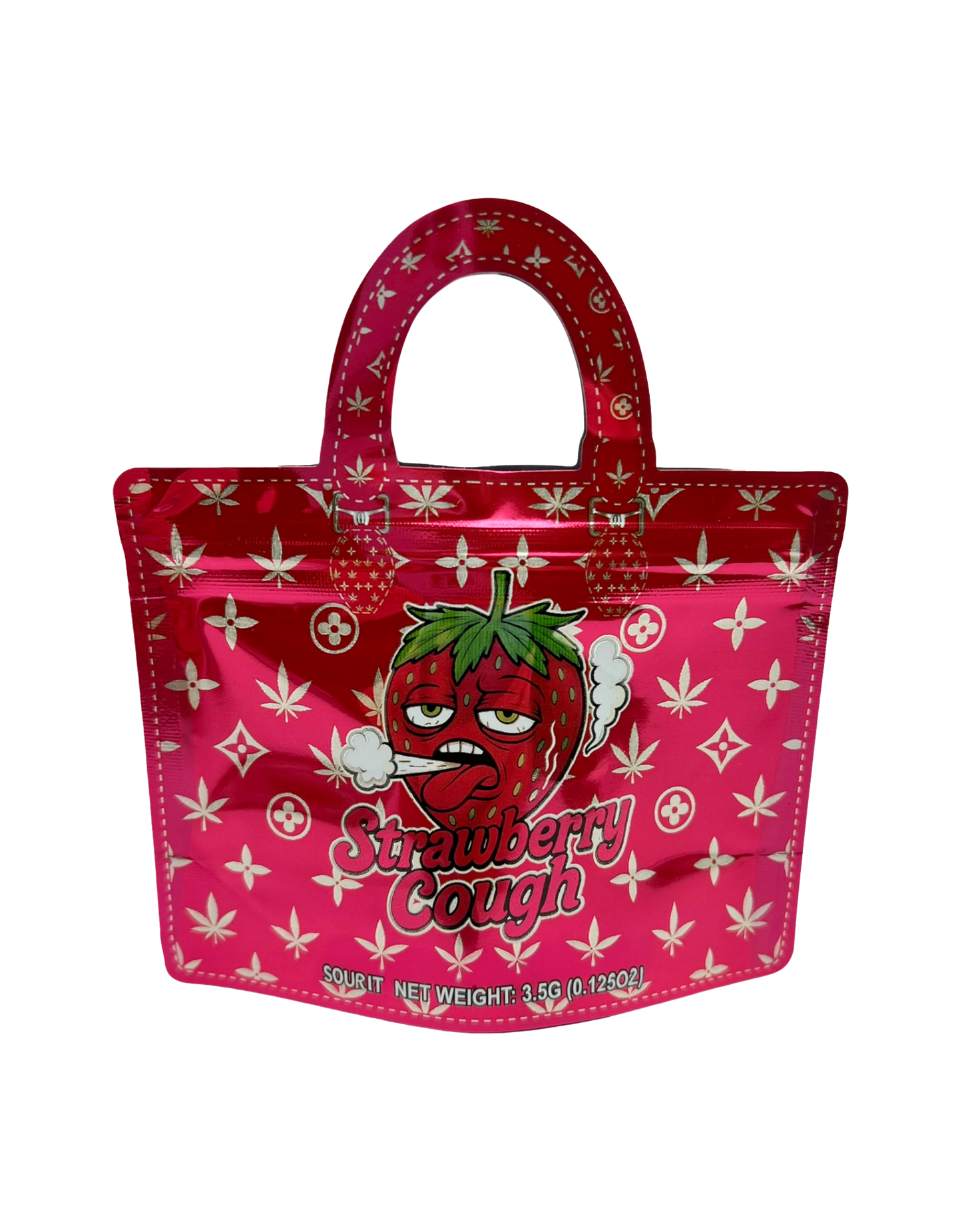 50 Count 4.5" - 3.5" Handbag-Style Mylar Bags  Strawberry