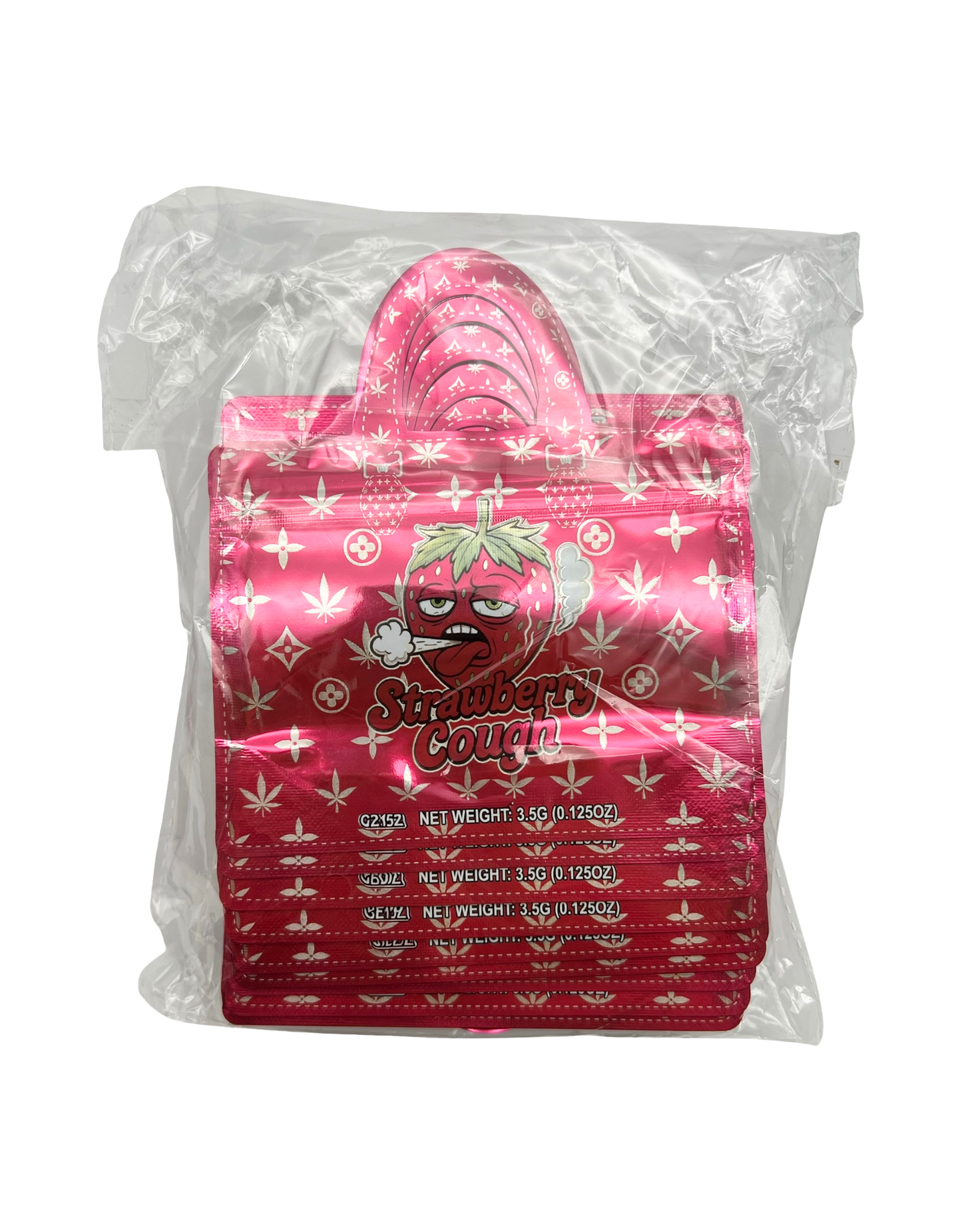 50 Count 4.5" - 3.5" Handbag-Style Mylar Bags  Strawberry