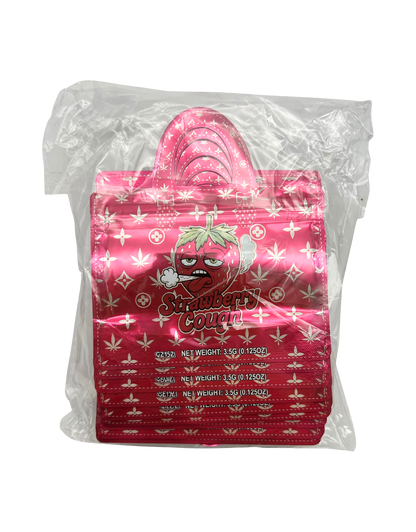 50 Count 4.5" - 3.5" Handbag-Style Mylar Bags  Strawberry