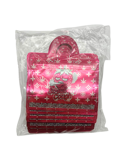 50 Count 4.5" - 3.5" Handbag-Style Mylar Bags  Strawberry