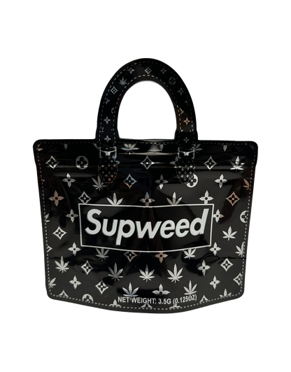 50 Count Decorative Handbag-Style Zip-Seal Foil Pouches (3.5"x4.5") Black Street