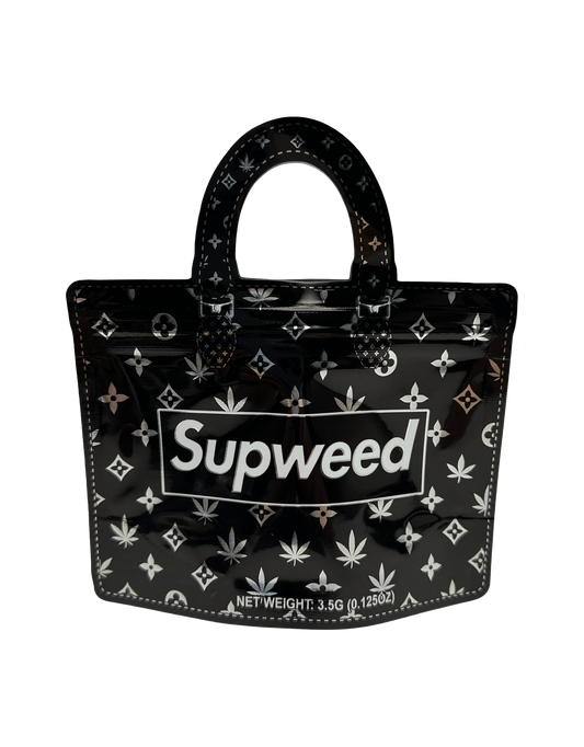 50 Pack - 3.5G Handbag Shaped Mylar Bags - Supweed Black
