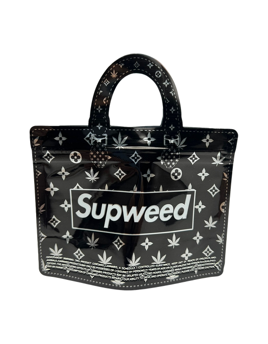 50 Pack - 3.5G Handbag Shaped Mylar Bags - Supweed Black