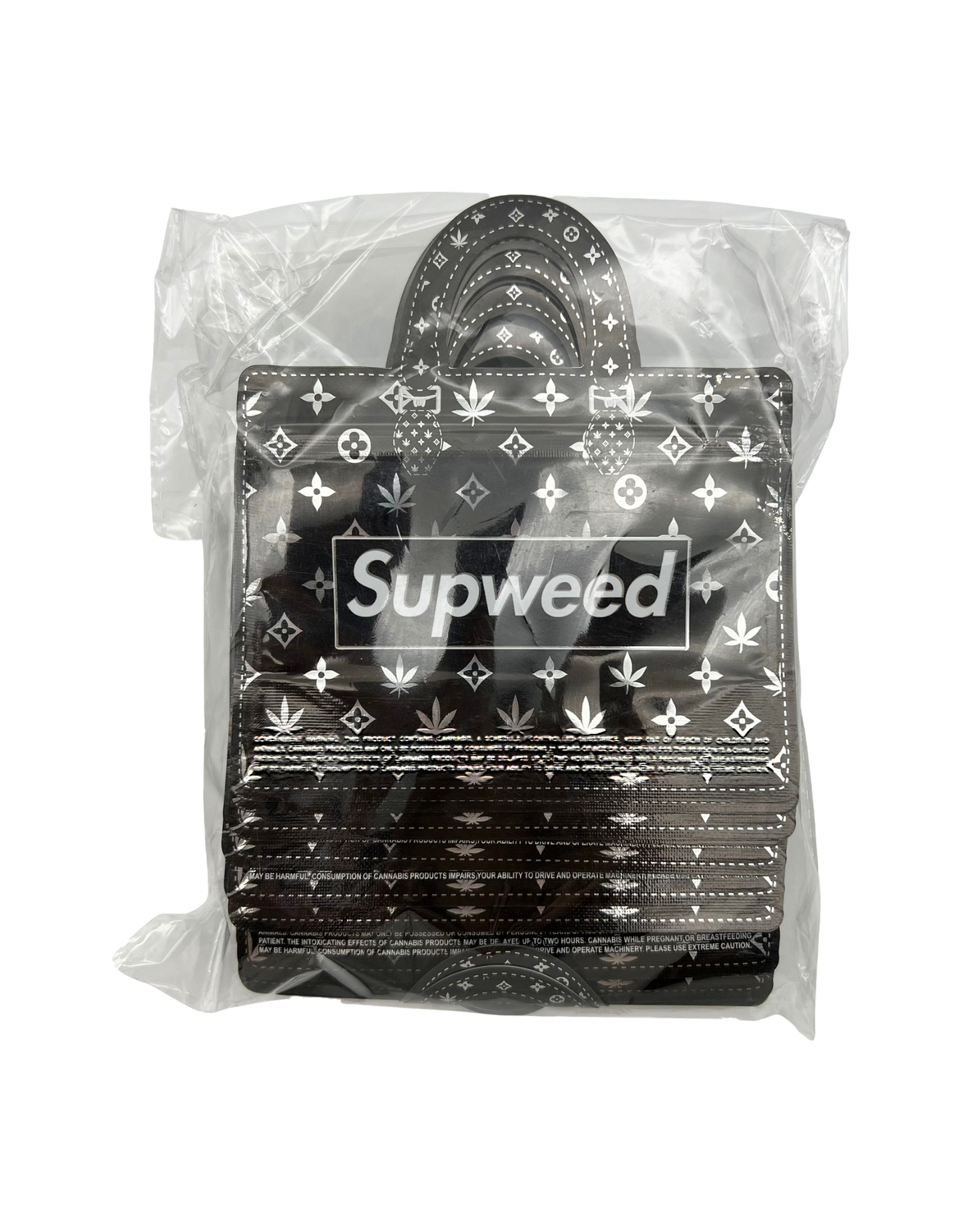 50 Count Decorative Handbag-Style Zip-Seal Foil Pouches (3.5"x4.5") Black Street