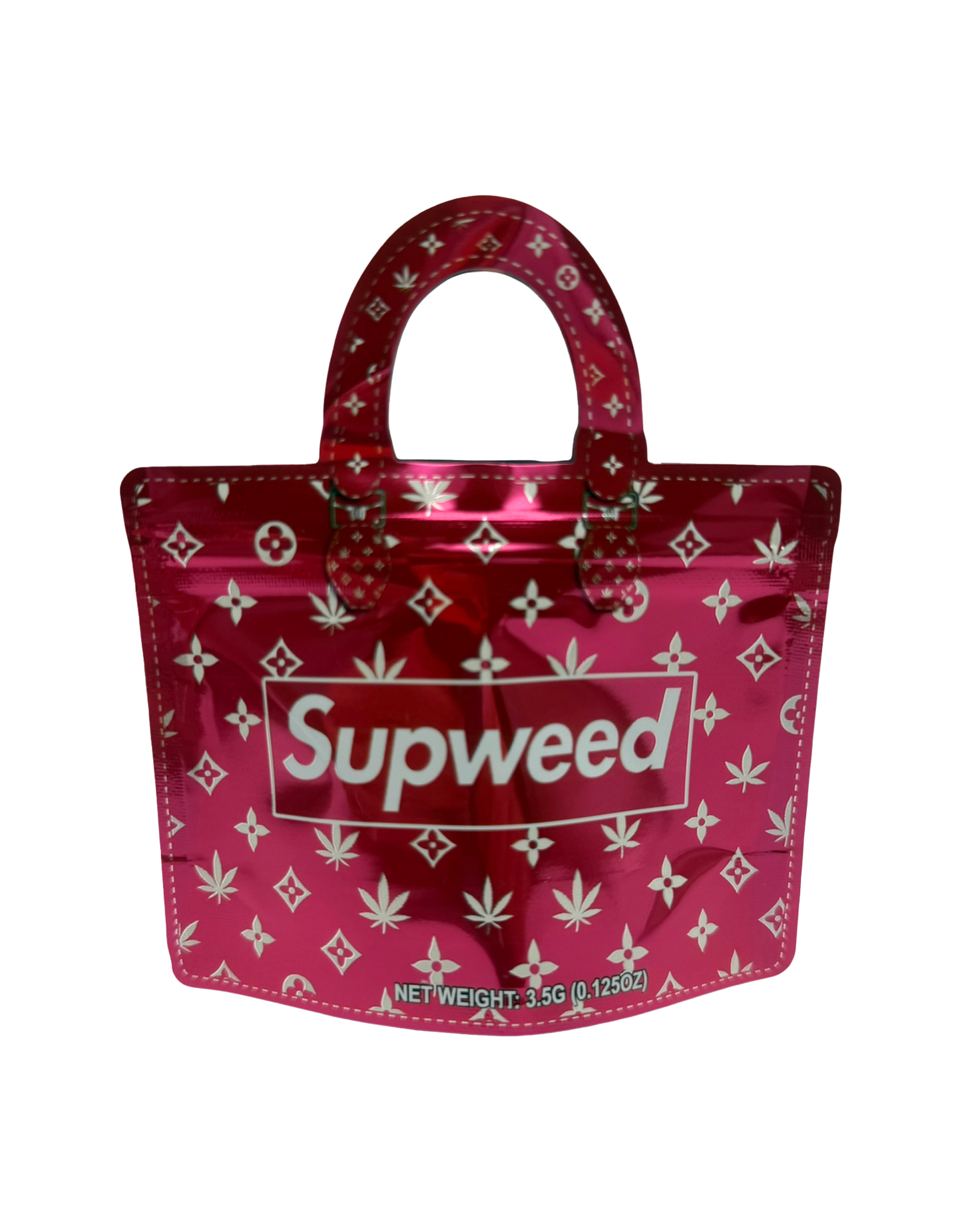 50 Pack - 3.5G Handbag Shaped Mylar Bags - Supweed Red