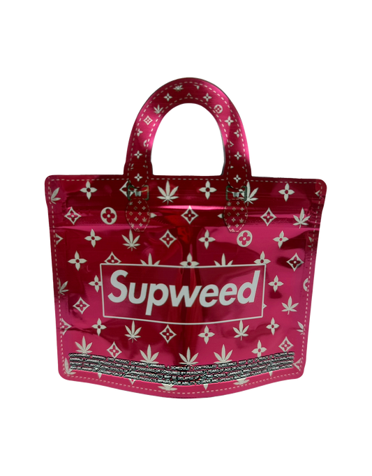 50 Pack - 3.5G Handbag Shaped Mylar Bags - Supweed Red