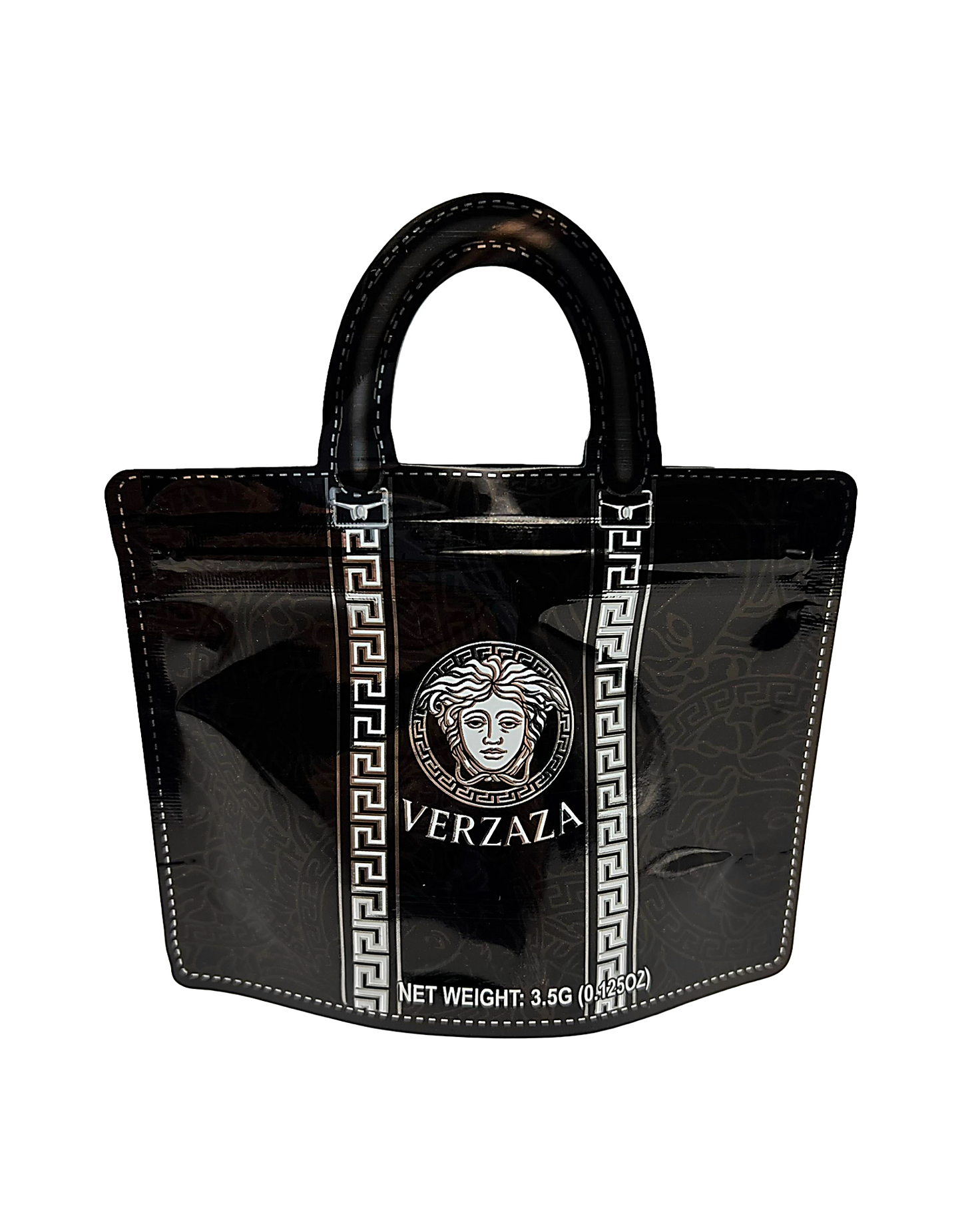 50 Count Decorative Handbag-Style Zip-Seal Foil Pouches (3.5"x4.5") Ver Pattern Black