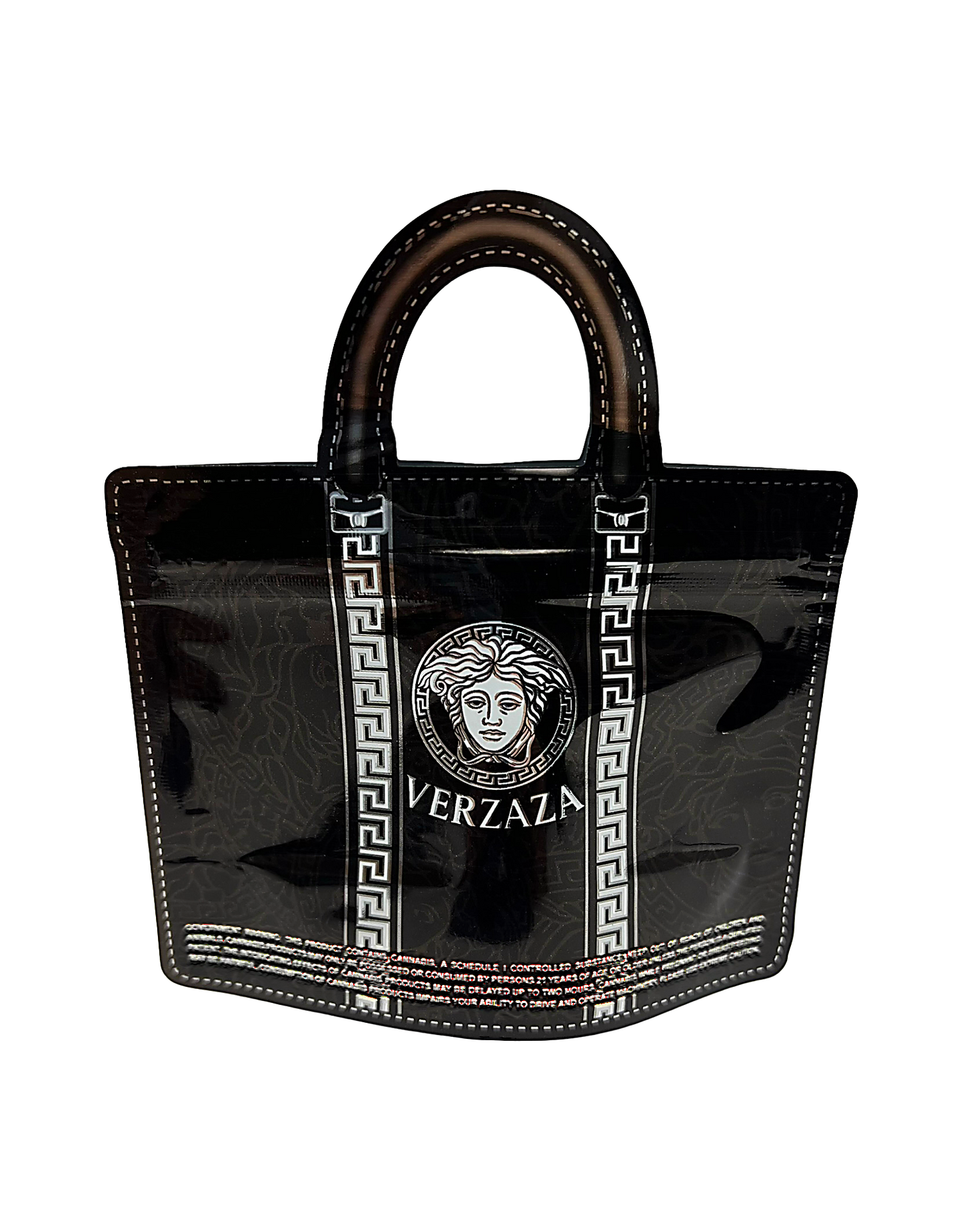 50 Count Decorative Handbag-Style Zip-Seal Foil Pouches (3.5"x4.5") Ver Pattern Black