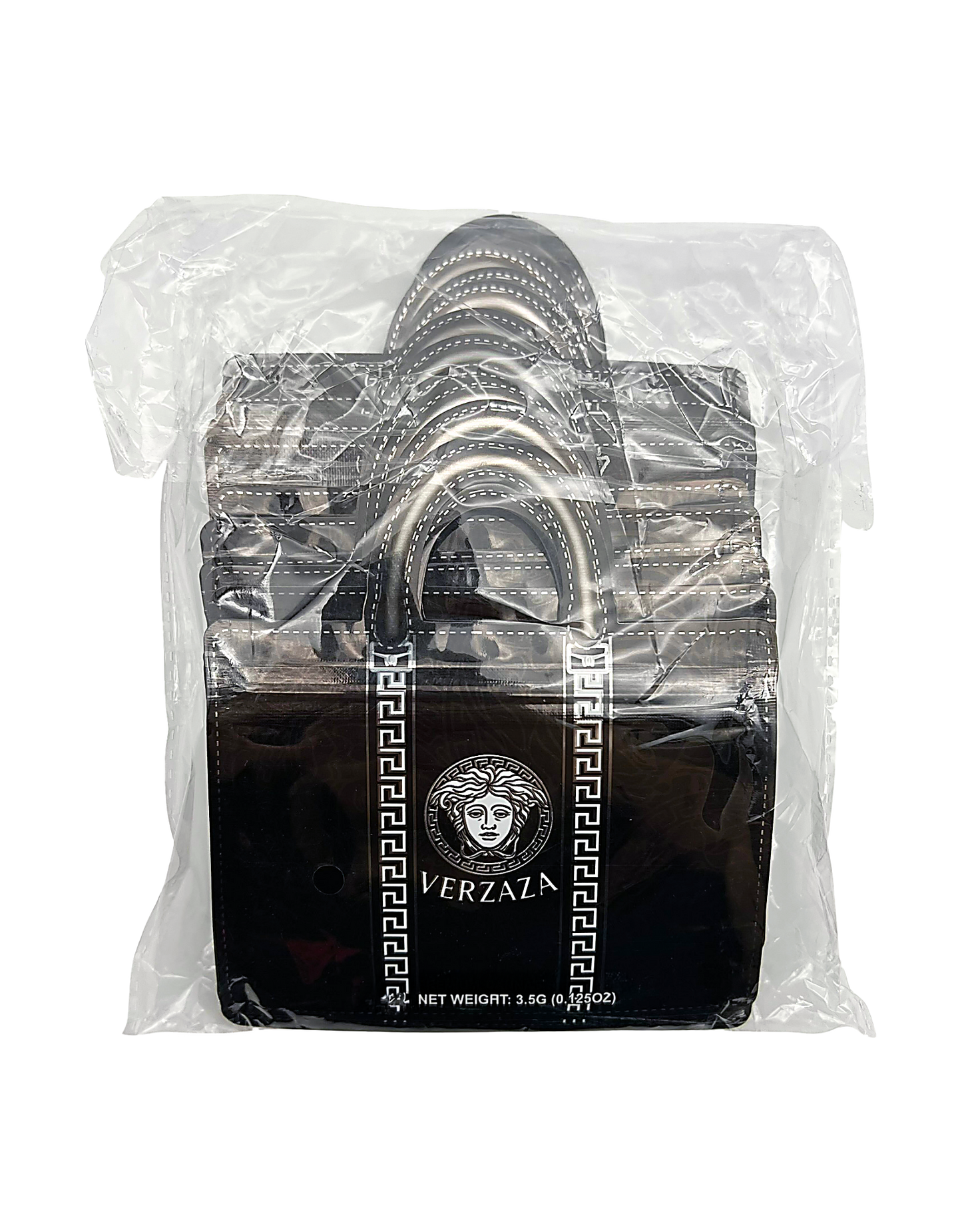 50 Count Decorative Handbag-Style Zip-Seal Foil Pouches (3.5"x4.5") Ver Pattern Black