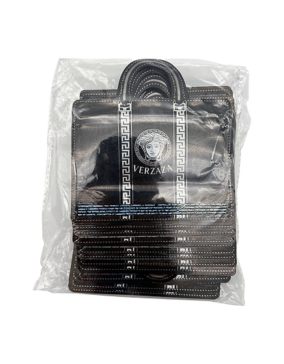 50 Count Decorative Handbag-Style Zip-Seal Foil Pouches (3.5"x4.5") Ver Pattern Black