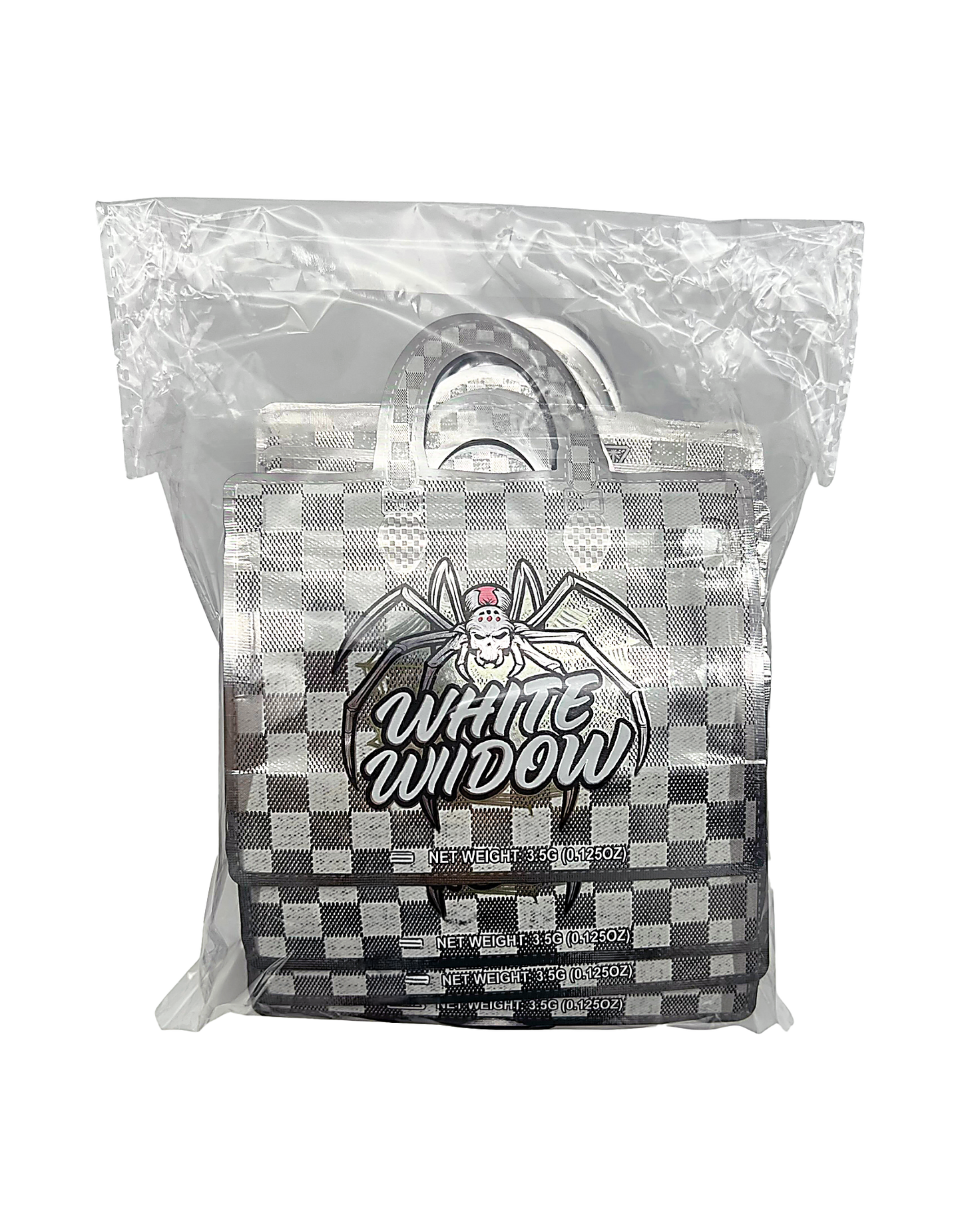 50 Count 4.5" - 3.5" Handbag-Style Mylar Bags  White Frost