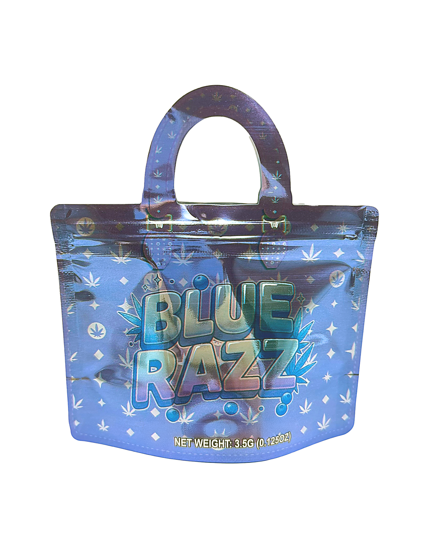 50 Count 4.5" - 3.5" Handbag-Style Mylar Bags  Blue Razz