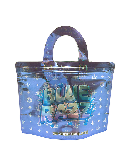 50 Count 4.5" - 3.5" Handbag-Style Mylar Bags  Blue Razz