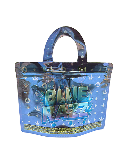 50 Count 4.5" - 3.5" Handbag-Style Mylar Bags  Blue Razz