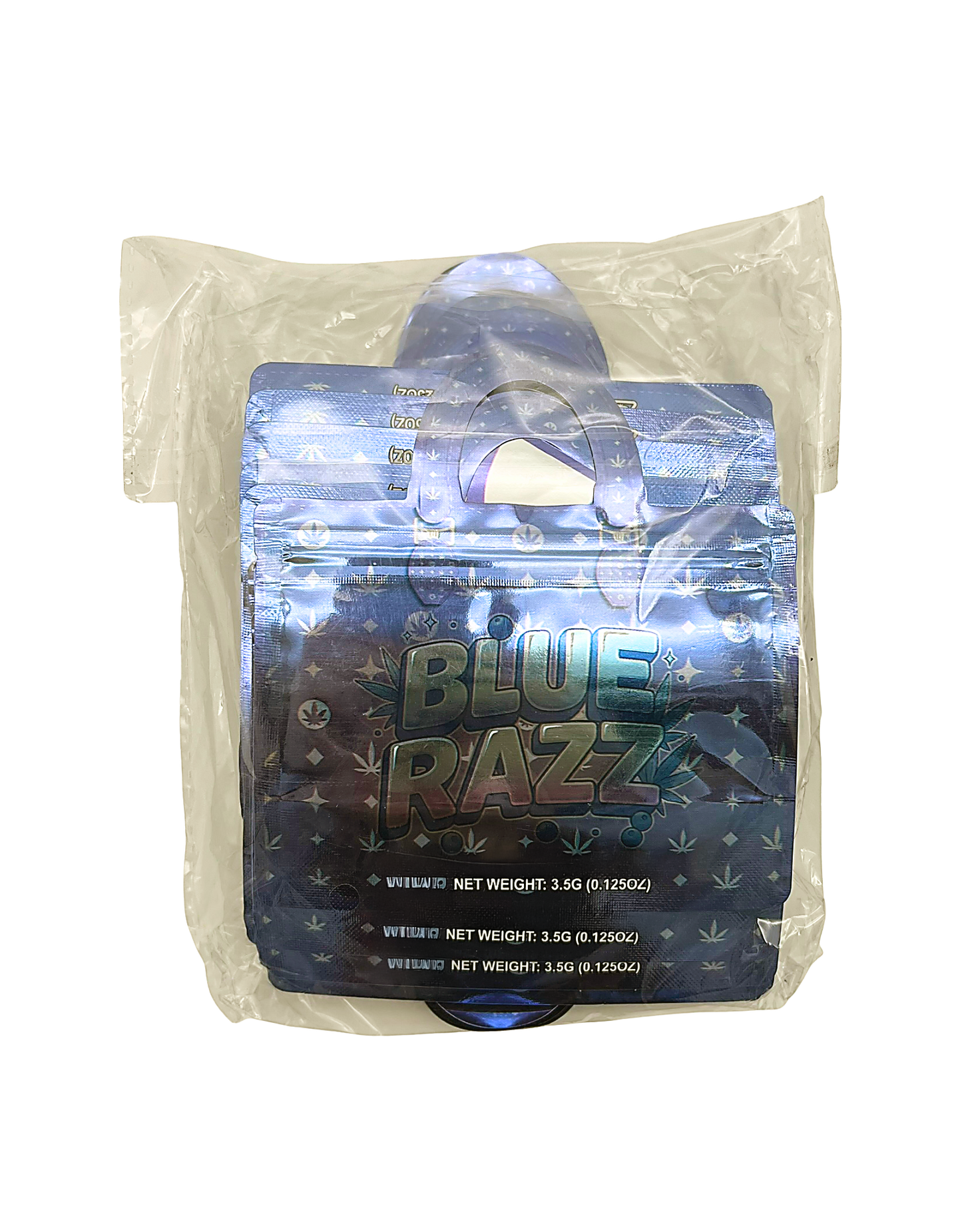 50 Count 4.5" - 3.5" Handbag-Style Mylar Bags  Blue Razz