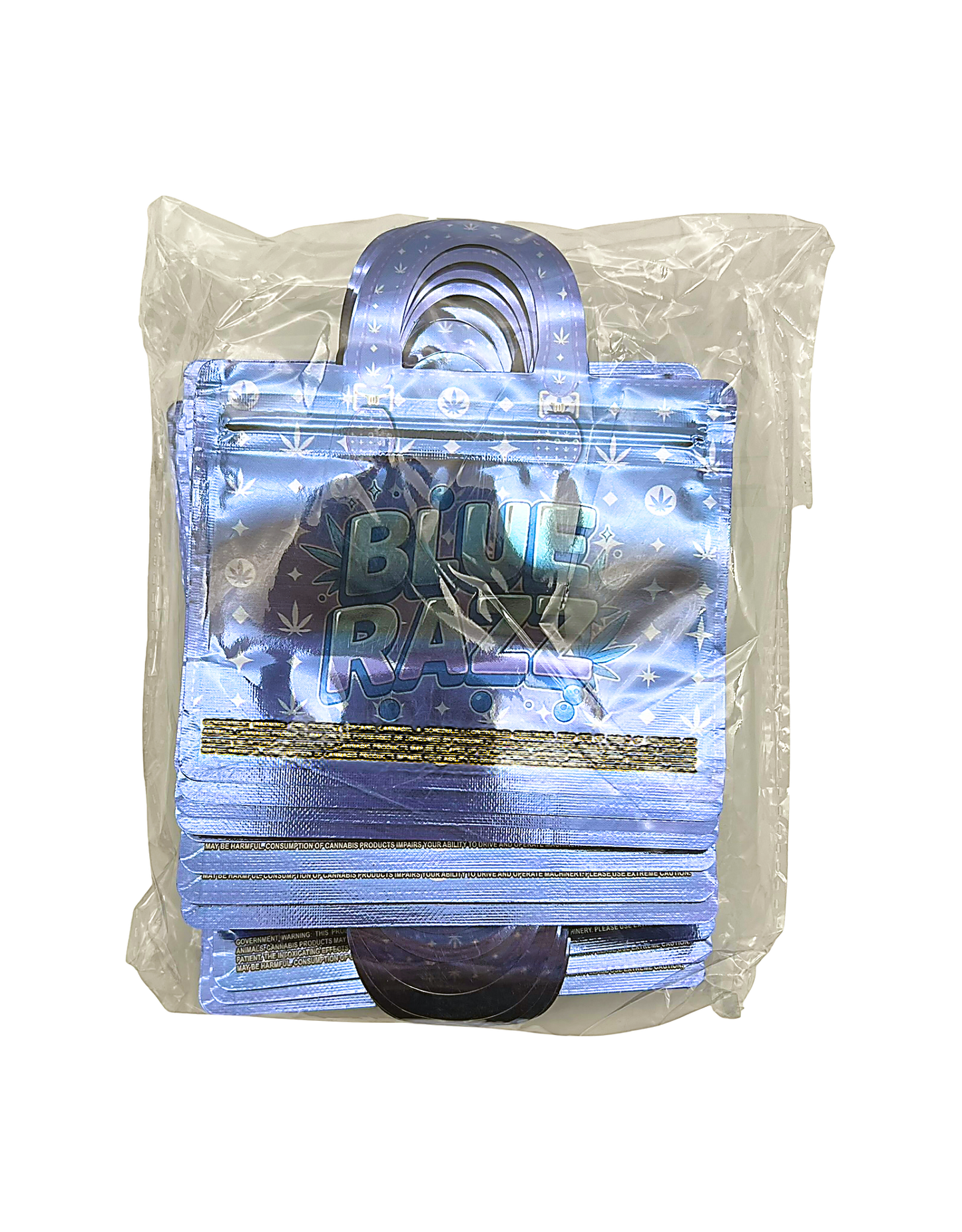 50 Count 4.5" - 3.5" Handbag-Style Mylar Bags  Blue Razz