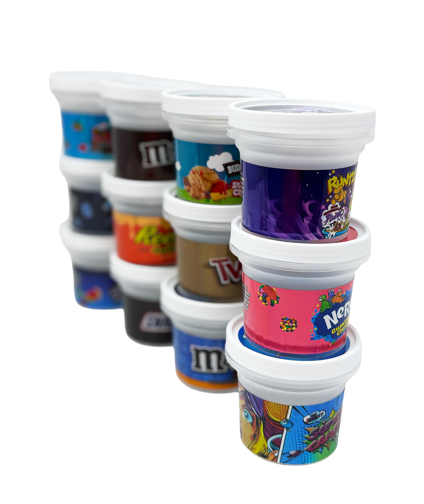 12 Pack -  Ice Cream Pint Style Plastic Storage Containers with Lids - Nerdz