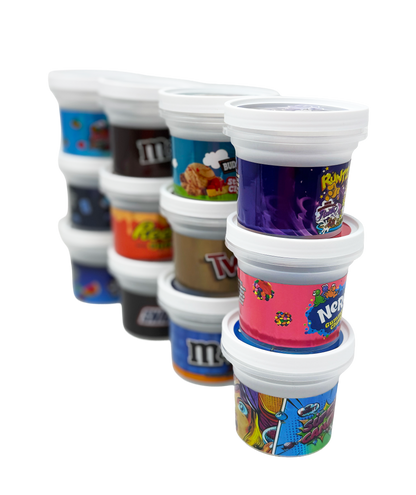 12 Pack -  Ice Cream Pint Style Plastic Storage Containers with Lids - Nerdz