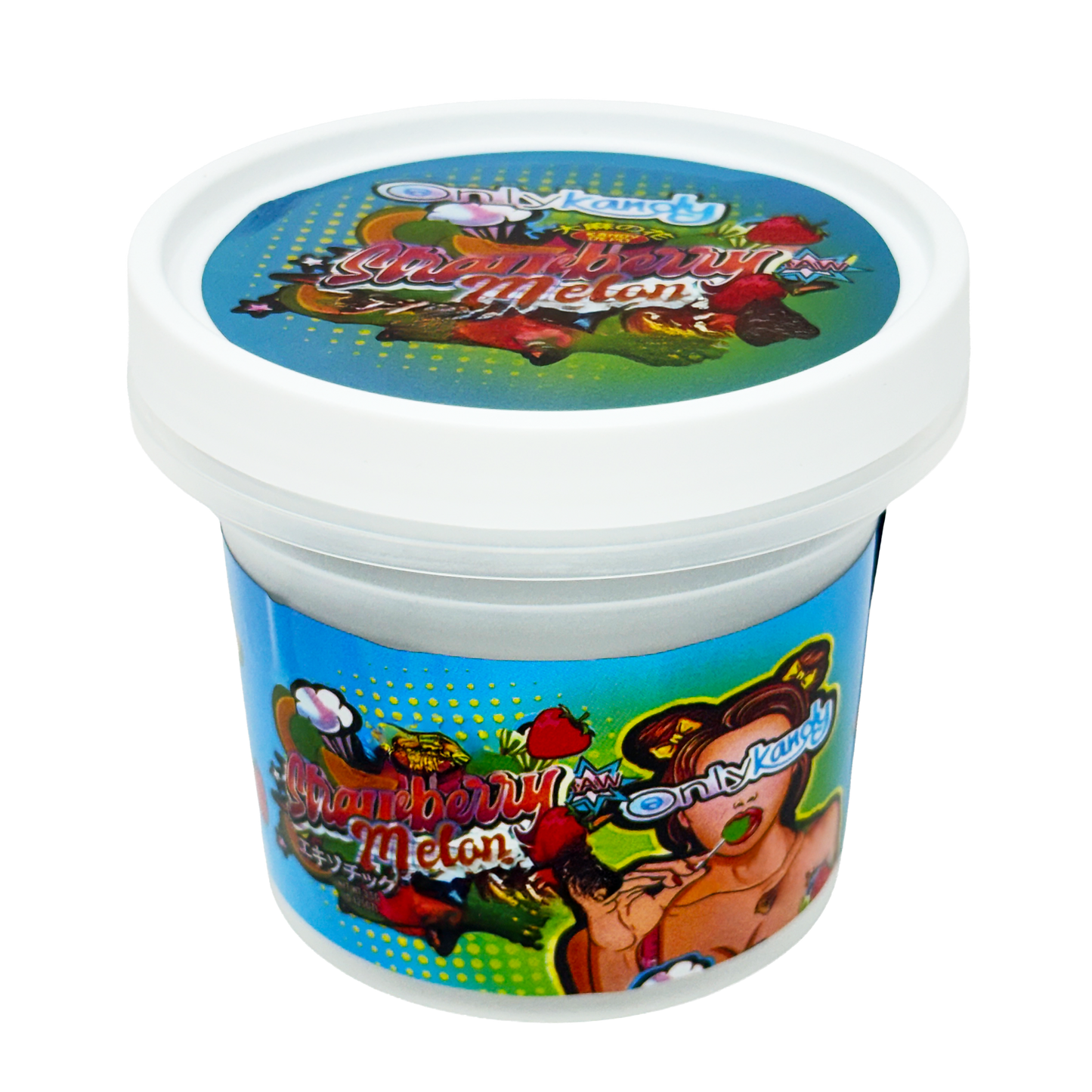 12 Pack -  Ice Cream Pint Style Plastic Storage Containers with Lids - Strawberry Melon Kandy