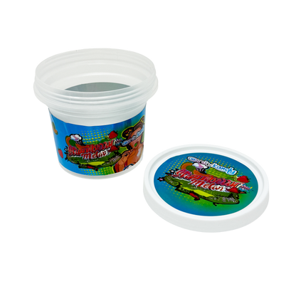 12 Pack -  Ice Cream Pint Style Plastic Storage Containers with Lids - Strawberry Melon Kandy