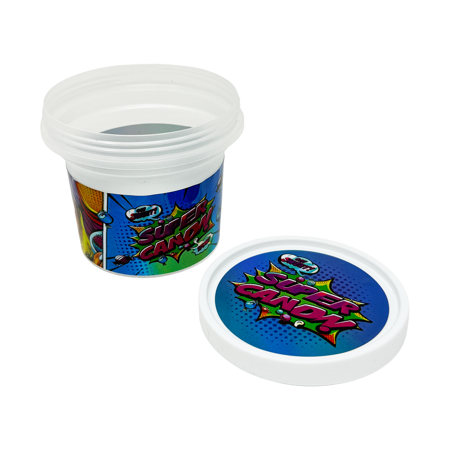 12 Pack -  Ice Cream Pint Style Plastic Storage Containers with Lids - Super Candy