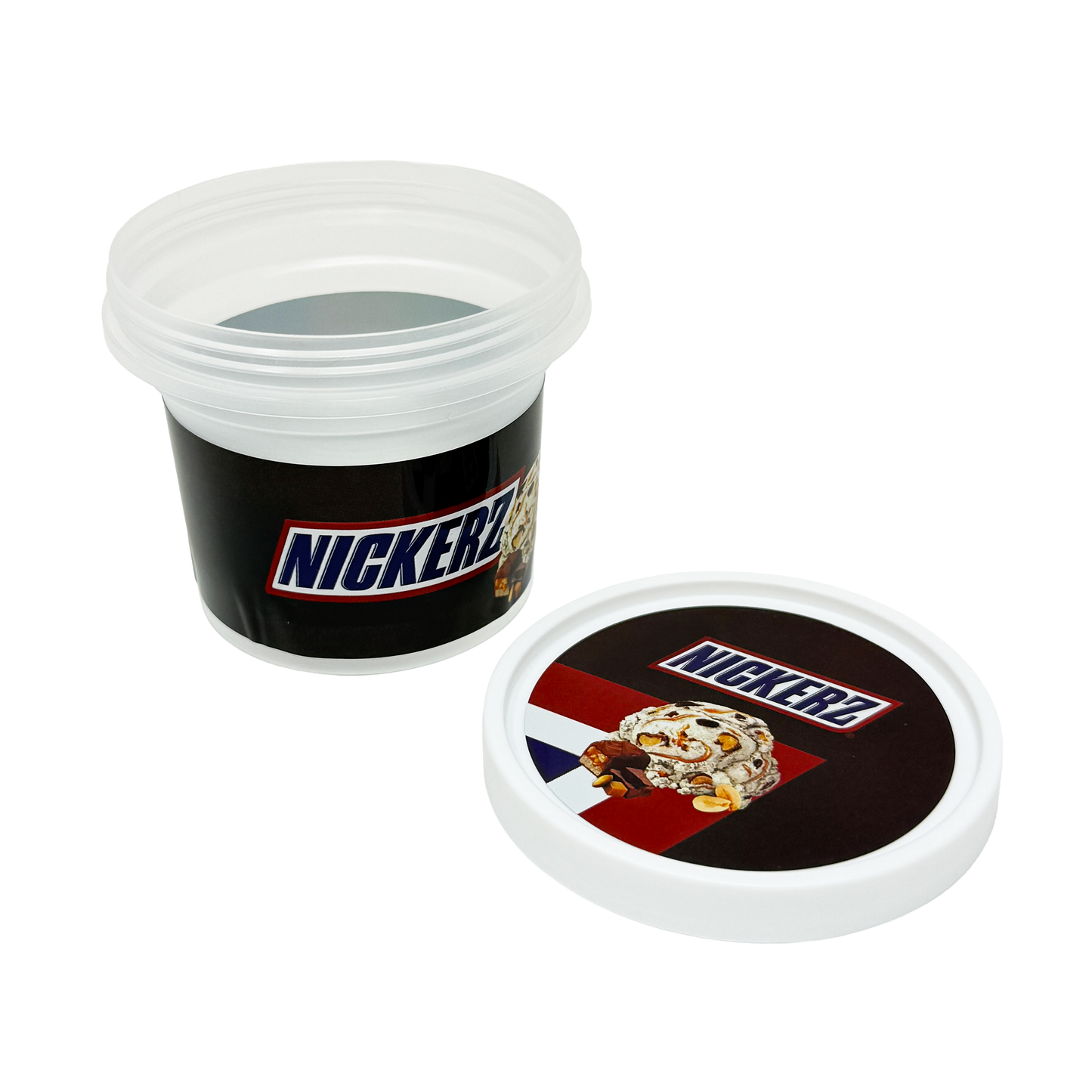 12 Pack -  Ice Cream Pint Style Plastic Storage Containers with Lids - Snickerz