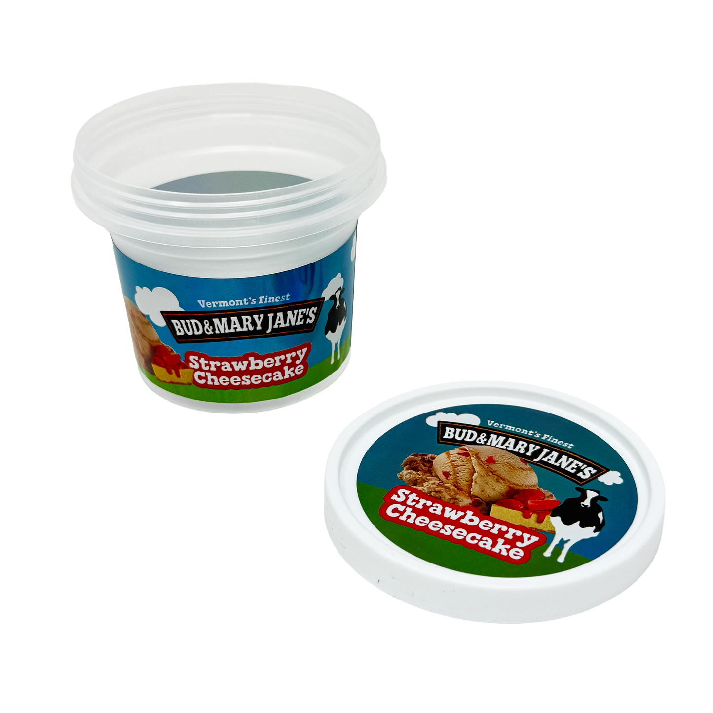 12 Pack -  Ice Cream Pint Style Plastic Storage Containers with Lids - Bud & Mary Jane's