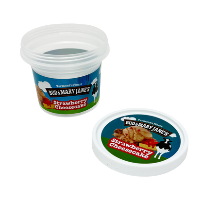 12 Pack -  Ice Cream Pint Style Plastic Storage Containers with Lids - Bud & Mary Jane's